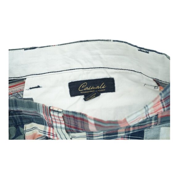 Roundtree & Yorke Cotton Madras Shorts Mens 34 Plaid Patchwork Floral Flat Front - Picture 5 of 5